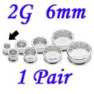 Pair 2G 6mm 316L Surgical Steel Screw Fit Tunnels Spider Web Design Ear Plugs Earlets Gauges