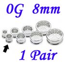 Pair 0G 8mm 316L Surgical Steel Screw Fit Tunnels Spider Web Design Ear Plugs Earlets Gauges
