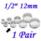 Pair 1/2" 12mm 316L Surgical Steel Screw Fit Tunnels Spider Web Design Ear Plugs Earlets Gauges