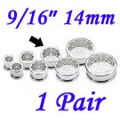 Pair 9/16" 14mm 316L Surgical Steel Screw Fit Tunnels Spider Web Design Ear Plugs Earlets Gauges