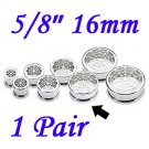 Pair 5/8" 16mm 316L Surgical Steel Screw Fit Tunnels Spider Web Design Ear Plugs Earlets Gauges