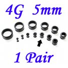Pair 4G 5mm Black Single Flare 316L Surgical Steel Flesh Tunnels Ear Plug Expanders Gauges