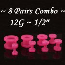 ~8 Pairs Combo~ Red Acrylic UV Fresh Tunnels / Earlet Ear Plugs Body Jewelry
