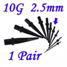 Pair 10G  2.5mm Black Acrylic Ear Tapers Stretchers Expanders Gauges