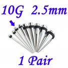 Pair 10G 2.5mm Solid 316L Surgical Steel Ear Tapers Stretchers Expanders Gauges