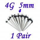 Pair 4G 5mm Solid 316L Surgical Steel Ear Tapers Stretchers Expanders Gauges