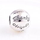 925 Sterling Silver Thank You Charm - fits European Beads Bracelets