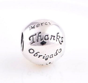 925 Sterling Silver Thank You Charm - fits European Beads Bracelets