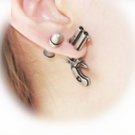 Set of 3D Pistol Revolver Gun & Bullet Stud Fake Gauge Earrings - Cool Rock Punk Style