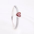 925 Sterling Silver One Love Red Heart Stacking Ring - Size US 6,7,8,9