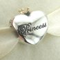 925 Sterling Silver w/ 14ct Pink Princess Heart Charm - fits Biagi/Pandora/Troll/Bracelets