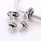 925 Sterling Silver Ballerina Dangle w/ CZ Pendant fits European Beads Bracelets