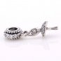 925 Sterling Silver Ballerina Dangle w/ CZ Pendant fits European Beads Bracelets