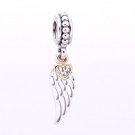 925 Sterling Silver 14ct Love & Guidance Wing Pendant Charm - fits European Beads Bracelets