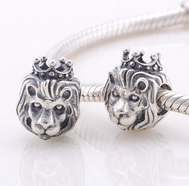 925 Sterling Silver Lion Head Charm - fits European Beads Bracelets