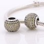 925 Sterling Silver Golden Pave Ball Charm - fits European Beads Bracelets