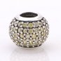 925 Sterling Silver Golden Pave Ball Charm - fits European Beads Bracelets