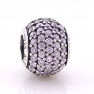 925 Sterling Silver Pink Pave Ball Charm - fits European Beads Bracelets