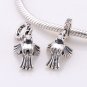 925 Sterling Silver Dove Of Peace Dangle w/ CZ Pendant fits European Beads Bracelets