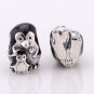 925 Sterling Silver Penguin Family w/ Black Enamel Charm - fits Biagi/Pandora/Troll Bracelets