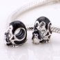 925 Sterling Silver Penguin Family w/ Black Enamel Charm - fits Biagi/Pandora/Troll Bracelets