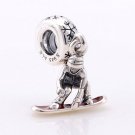 925 Sterling Silver Snowboarder Dangle w/ Red Enamel Pendant fits fits Biagi/Pandora/Troll Bracelets
