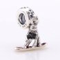 925 Sterling Silver Snowboarder Dangle w/ Red Enamel Pendant fits fits Biagi/Pandora/Troll Bracelets