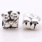 925 Sterling Silver 14ct Gold Heart Bear Hug Charm - fits Biagi/Pandora/Troll/All European Bracelets