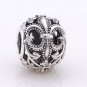 925 Sterling Silver Fleur De Lis w/ CZ Charm - fits European Beads Bracelets