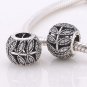 925 Sterling Silver Sparkling Leaves w/ CZ Charm - fits European Beads Bracelets