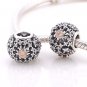 925 Sterling Silver Inner Radiance w/ CZ Abstract Pave Charm - fits European Beads Bracelets