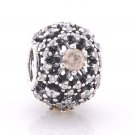 925 Sterling Silver Inner Radiance w/ CZ Abstract Pave Charm - fits European Beads Bracelets