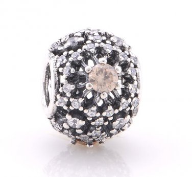 925 Sterling Silver Inner Radiance w/ CZ Abstract Pave Charm - fits European Beads Bracelets