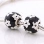 925 Sterling Silver Mystic Black & White Flower Charm - fits European Beads Bracelets