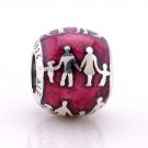 925 Sterling Silver Family Bonds w/ Violet Enamel Charm - fits European Beads Bracelets
