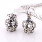 925 Sterling Silver Noble Splender Crown Dangle Necklace Pendant Charm - European Style