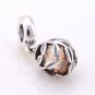925 Sterling Silver Golden Laurel Leaves Pendant Charm fits European Beads Bracelets