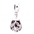925 Sterling Silver Golden Laurel Leaves Pendant Charm fits European Beads Bracelets