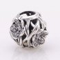 925 Sterling Silver Mystic Floral w/ Clear CZ Openwork Charm - fits European Beads Bracelets