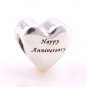 925 Sterling Silver Happy Anniversary Charm - fits European Beads Bracelets