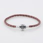 Sterling Silver Single Brown Woven Leather Beads Bracelet - fits European Beads Charms