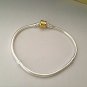 925 Sterling Silver Bracelet with Gold Barrel Clasp - fits All European Charms