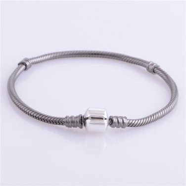 925 Oxidized Sterling Silver Bracelet with Barrel Clasp - fits European Beads Charms