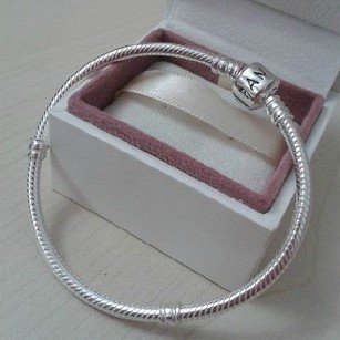 925 Sterling Silver Bracelet with Barrel Clasp - fits European Beads Charms