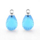 Authentic 925 Sterling Silver Ice Blue Beauty Faceted Water Drop Earrings w/o Post