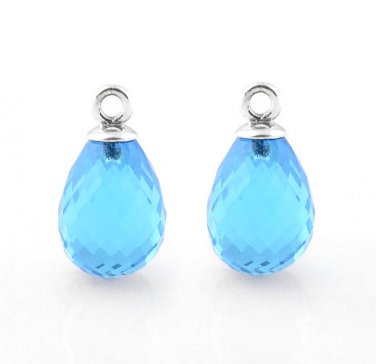 Authentic 925 Sterling Silver Ice Blue Beauty Faceted Water Drop Earrings w/o Post