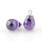 Authentic 925 Sterling Silver Purple Beauty Faceted Water Drop Earrings w/o Post
