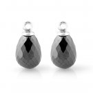 Authentic 925 Sterling Silver Black Beauty Faceted Water Drop Earrings w/o Post