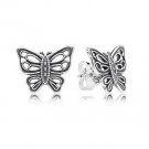 Authentic 925 Sterling Silver Love Takes Flight Butterfly w/ Clear CZ Stud Earrings