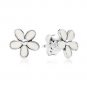 Authentic 925 Sterling Silver Darling Daisies w/ White Enamel Stud Earrings
